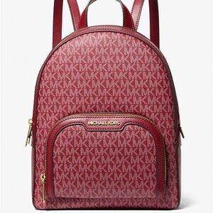 New Michael Jaycee Medium Signature Logo Backpack Cherry